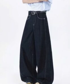 Quần Denim Jeans Cotton Đen Ống Rộng Nam