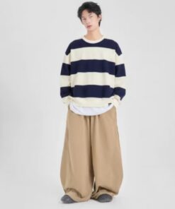 Áo Sweater Kẻ Sọc Ngang Form Boxy Chất Nỉ 2 Da, Striped Sweater Nam Local Brand